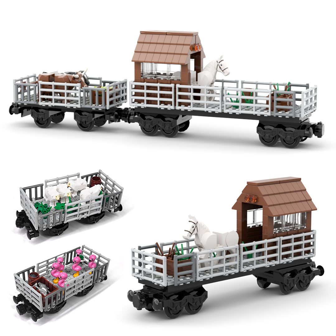 Lego Set Creator - مجموعة قطع بناء قطار نقل الحيوانات،